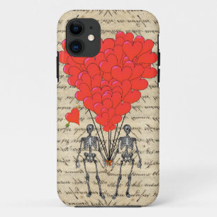 Funny Skelet en rood hart iPhone 11 Hoesje
