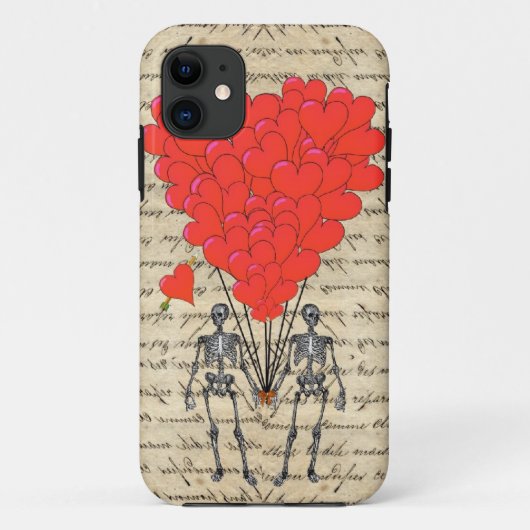 Funny Skelet en rood hart Case-Mate iPhone Case (Achterkant)