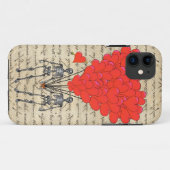 Funny Skelet en rood hart Case-Mate iPhone Case (Achterkant (horizontaal))