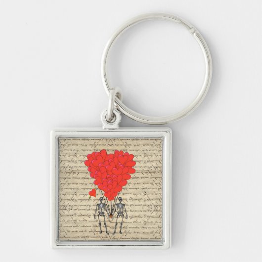 Funny Skelet en rood hart Sleutelhanger (Voorkant)