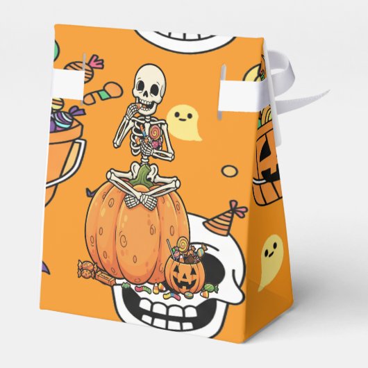 Funny Skeleton And Candy For Halloween Bedankdoosjes (Achterkant)