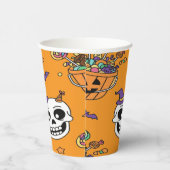 Funny Skeleton And Candy For Halloween Papieren Bekers (Rechts)