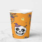 Funny Skeleton And Candy For Halloween Papieren Bekers (Voorkant)