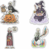 Funny Skeleton And Candy For Halloween Sticker (Voorkant)