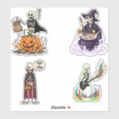 Funny Skeleton And Candy For Halloween Sticker (Vel)