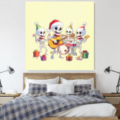 Funny Skeleton Band Christmas & New Year – 3D Cart Canvas Afdruk (Insitu (Slaapkamer))