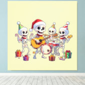 Funny Skeleton Band Christmas & New Year – 3D Cart Canvas Afdruk (Insitu (Houten vloer))