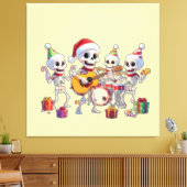 Funny Skeleton Band Christmas & New Year – 3D Cart Canvas Afdruk (Insitu (Woonkamer))