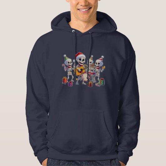 Funny Skeleton Band Christmas & New Year – 3D Cart Hoodie (Voorkant)