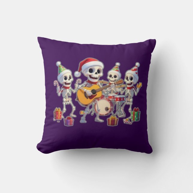 Funny Skeleton Band Christmas & New Year – 3D Cart Kussen (Voorkant)