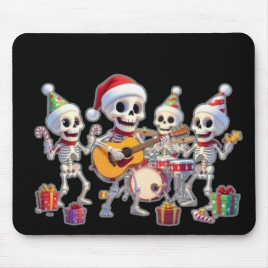 Funny Skeleton Band Christmas & New Year – 3D Cart Muismat (Voorkant)