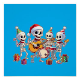 Funny Skeleton Band Christmas & New Year – 3D Cart Perfect Poster
