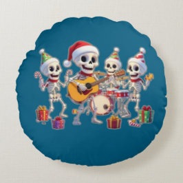 Funny Skeleton Band Christmas & New Year – 3D Cart Rond Kussen