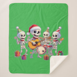 Funny Skeleton Band Christmas & New Year – 3D Cart Sherpa Deken