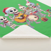 Funny Skeleton Band Christmas & New Year – 3D Cart Sherpa Deken (3/4)