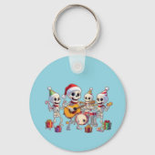 Funny Skeleton Band Christmas & New Year – 3D Cart Sleutelhanger (Voorkant)
