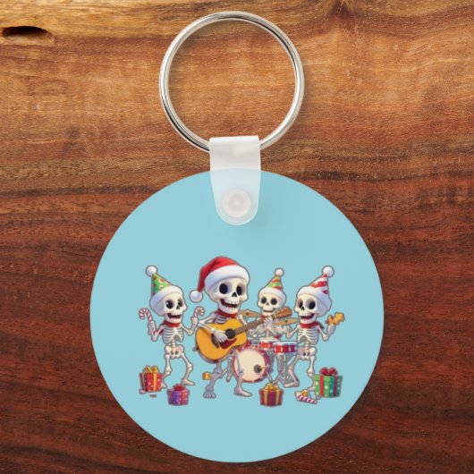 Funny Skeleton Band Christmas & New Year – 3D Cart Sleutelhanger (Voorkant)