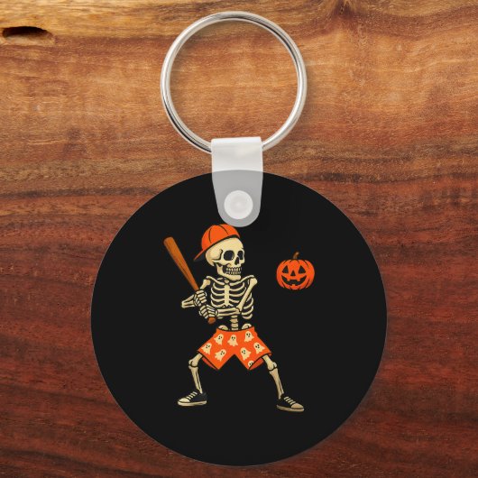Funny Skeleton Baseball Batting Halloween Costume  Sleutelhanger (Voorkant)