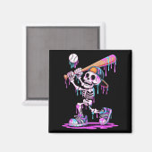 Funny Skeleton Baseball Drip Boys Youth Kinder Hal Magneet (Voorkant / Achterkant)