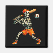 Funny Skeleton Batting Baseball Halloween Boys Men Magneet (Voorkant)
