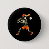 Funny Skeleton Batting Baseball Halloween Boys Men Ronde Button 5,7 Cm (Voorkant)