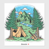 Funny Skeleton Camping Play Guitar Sticker (Vel)