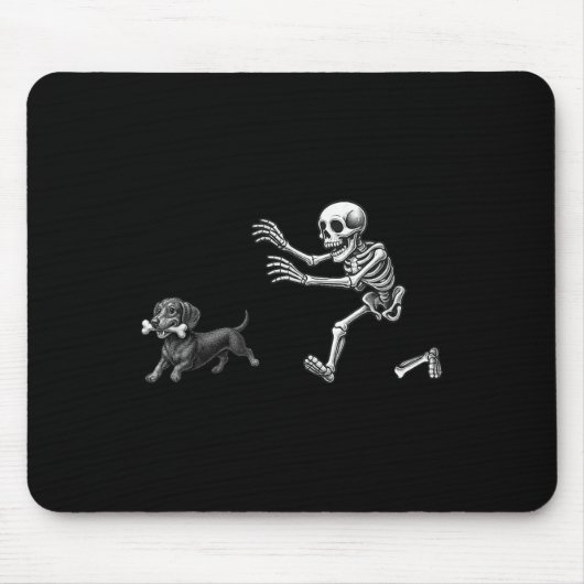 Funny Skeleton Chasing Dachshund Dog Halloween Dog Muismat (Voorkant)