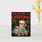 Funny Skeleton Christmas Kaart (Gele Bloem)