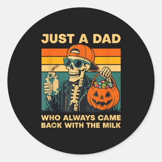 Funny Skeleton Dad Quote Retro Gift For Father’s D Ronde Sticker (Voorkant)