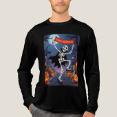 Funny Skeleton Dancing with "Happy Halloween" Bann Tri-Blend Shirt (Voorkant volledig)