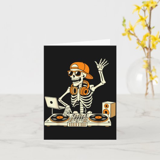 Funny Skeleton Dj Halloween Costume Music Lovers M Kaart (Gele Bloem)