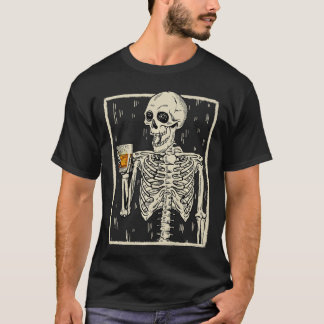 Funny Skeleton Drink Bourbon Whiskey Halloween T-shirt