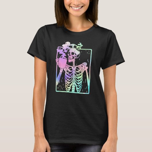 Funny Skeleton Drink Koffie Cafeïne Koffie B T-shirt (Voorkant)