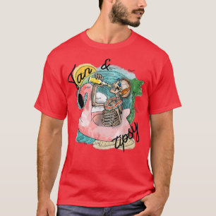 Funny Skeleton Drink Tan en Tipsy Summer Beach T-shirt