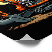 Funny Skeleton Driving Excavator Halloween Constru Poster (Hoek)