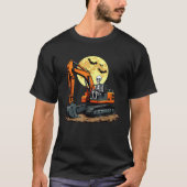 Funny Skeleton Driving Excavator Halloween Constru T-shirt (Voorkant)