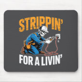 Funny Skeleton Electrician N For A Livin Long Slee Muismat (Voorkant)