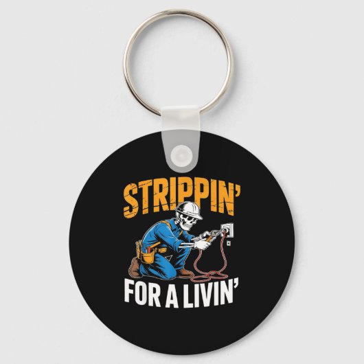 Funny Skeleton Electrician N For A Livin  Sleutelhanger (Voorkant)