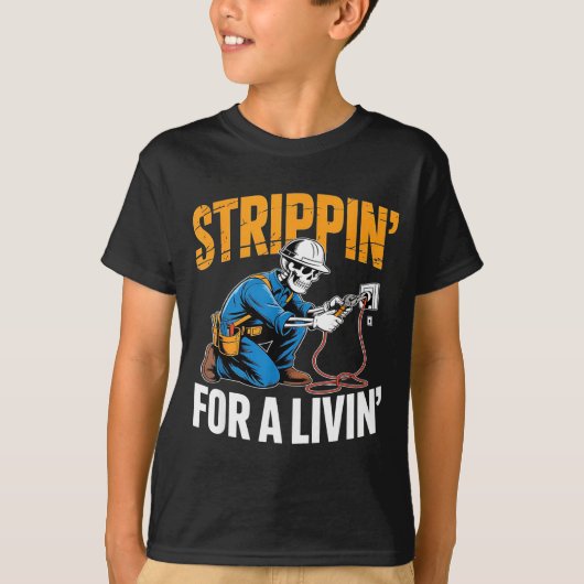 Funny Skeleton Electrician N For A Livin  T-shirt (Voorkant)