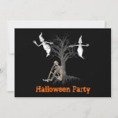 Funny Skeleton en Ghosts Halloween Invitation Kaart (Voorkant)