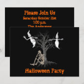 Funny Skeleton en Ghosts Halloween Invitation Kaart (Voorkant / Achterkant)