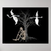 Funny Skeleton en Ghosts Halloween Poster (Voorkant)