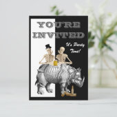 Funny skeleton en rhino kaart (Staand voorkant)