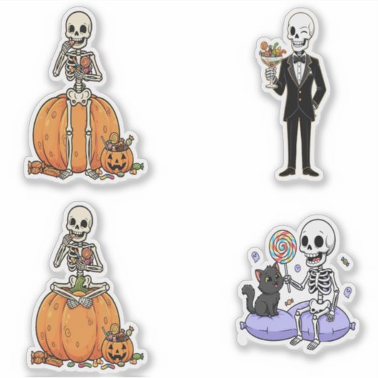 Funny Skeleton For Halloween Sticker (Voorkant)