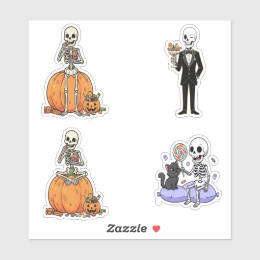 Funny Skeleton For Halloween Sticker (Vel)