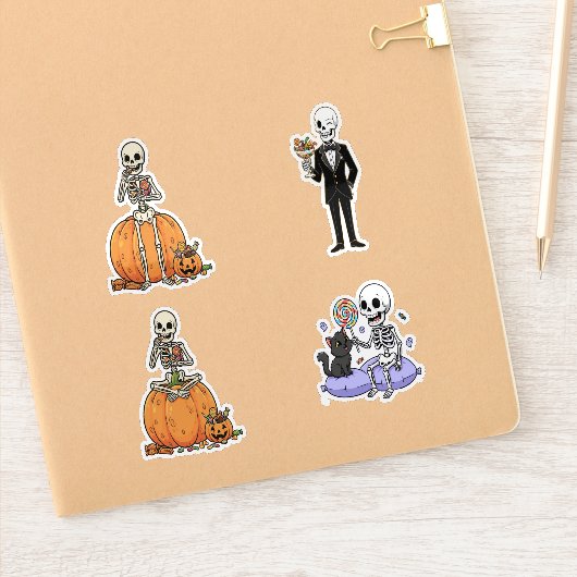 Funny Skeleton For Halloween Sticker (Notitieboek)
