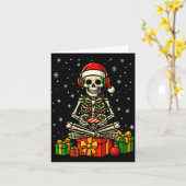 Funny Skeleton Game Controller Xmas Lights Men Wom Kaart (Gele Bloem)