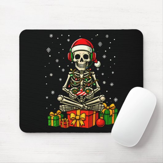 Funny Skeleton Game Controller Xmas Lights Men Wom Muismat (Met muis)