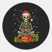 Funny Skeleton Game Controller Xmas Lights Men Wom Ronde Sticker (Voorkant)