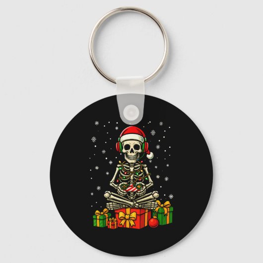 Funny Skeleton Game Controller Xmas Lights Men Wom Sleutelhanger (Voorkant)